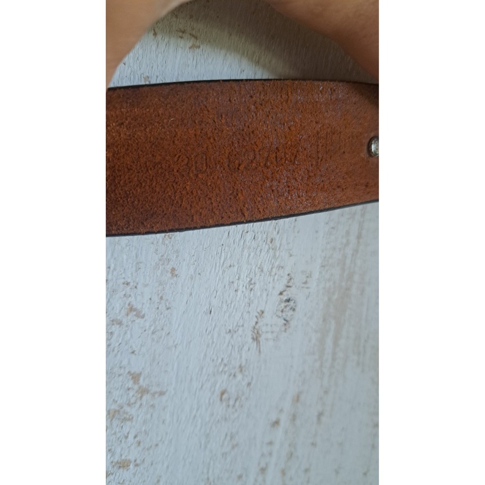 Honest Brown Leather Rugged Western Concho Belt Silver-Tone Buckle 1991 Vintage - Picture 5 of 8